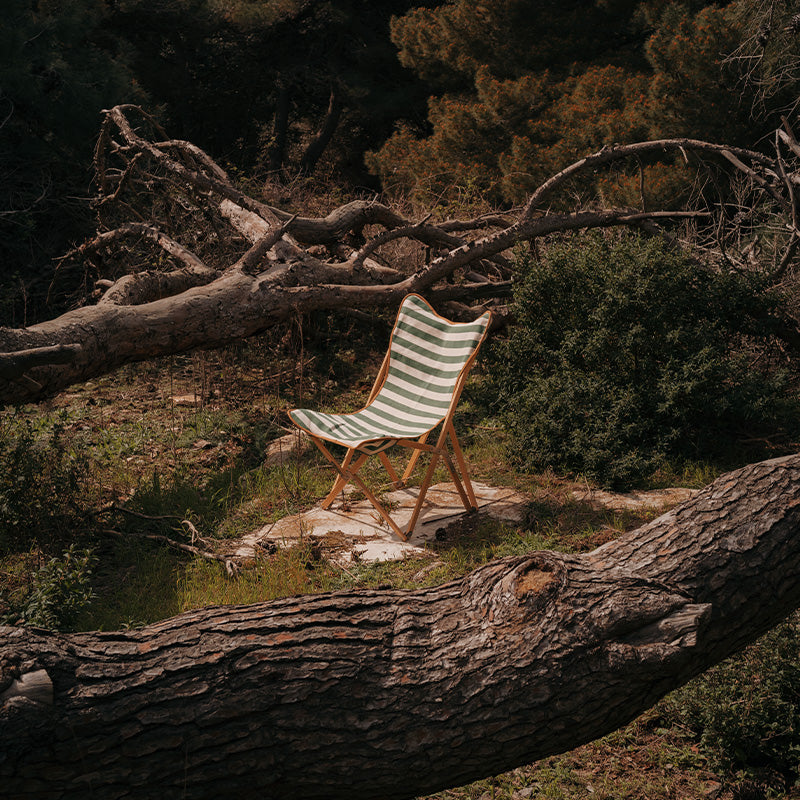 Design Campingstuhl Glampingstuhl klappbar aus Holz. Kampierstuhl Eiche