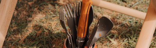 Reisebesteck Campingbesteck Besteck to go Besteck für unterwegs Göffel Klappbesteck