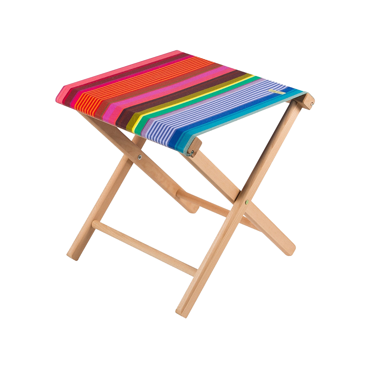 Klapphocker, Campinghocker aus Holz, faltbar mit Baumwollstoff