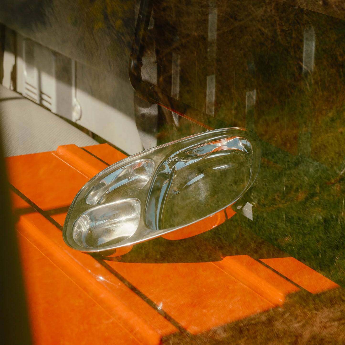 Edelstahl Campingteller mit Fächern