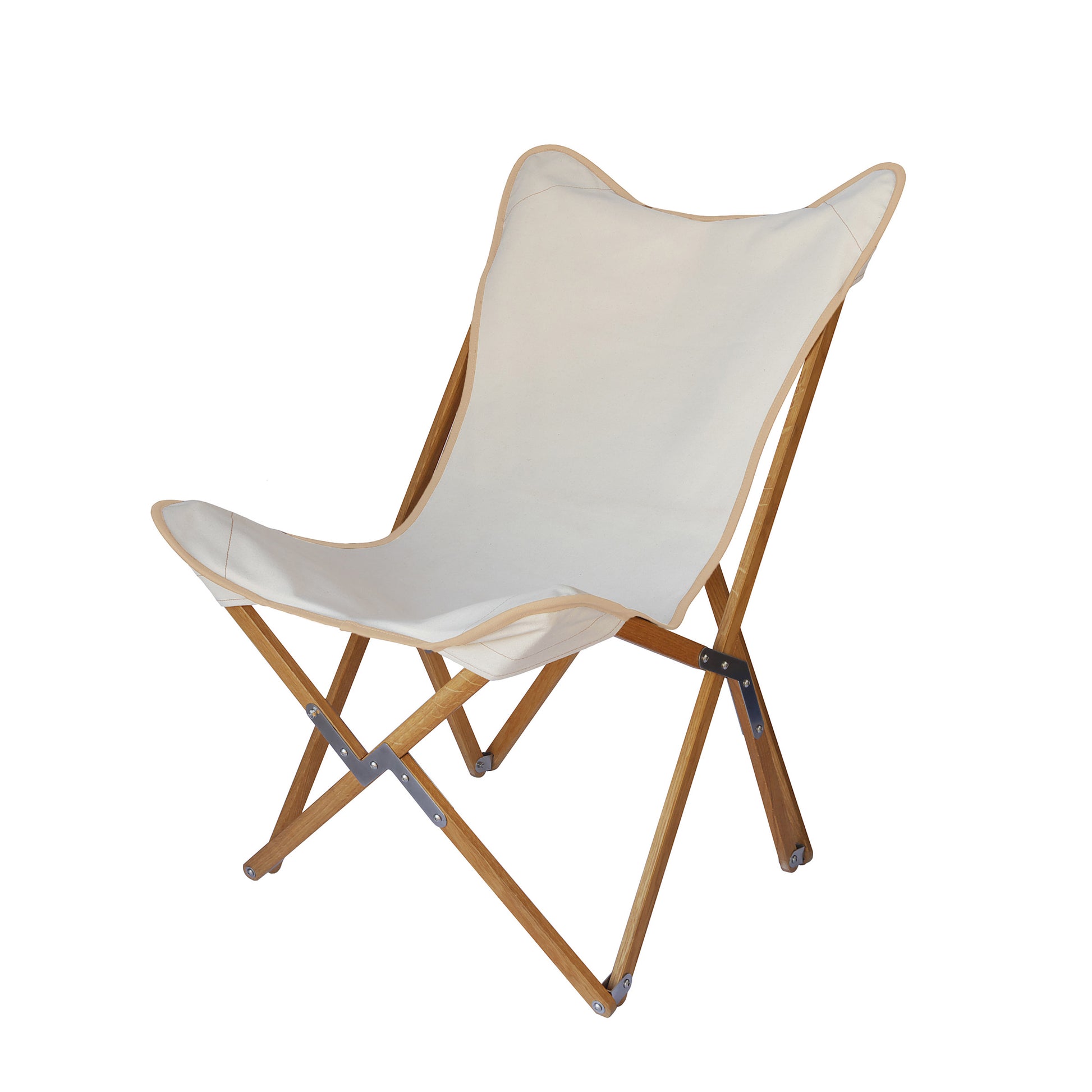 nachhaltiger faltstuhl aus eichenholz mit segeltuch in ecru von kampier
