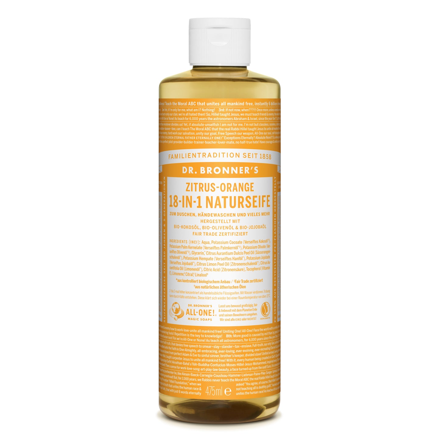 dr. bronners 18 in 1 naturseife zitrus orange 240ml