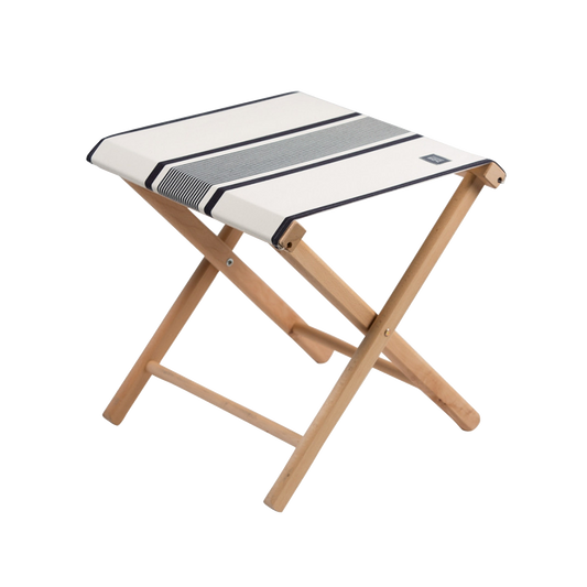 Faltbarer Campinghocker aus Holz mit Baumwollstoff, Textil aus Baumwolle Made in Europe