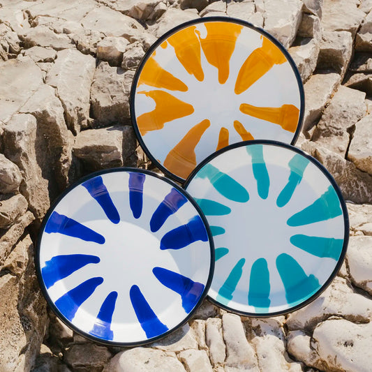 Emaille Teller Kollektion Color Blau Türkis Umbra