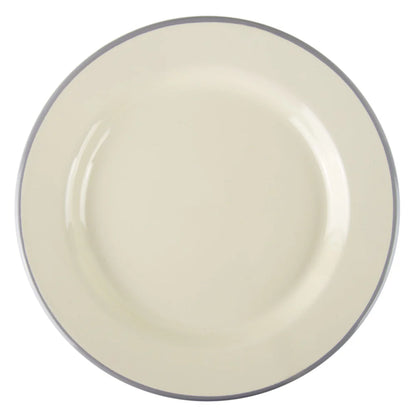 Emaille Teller grau-beige